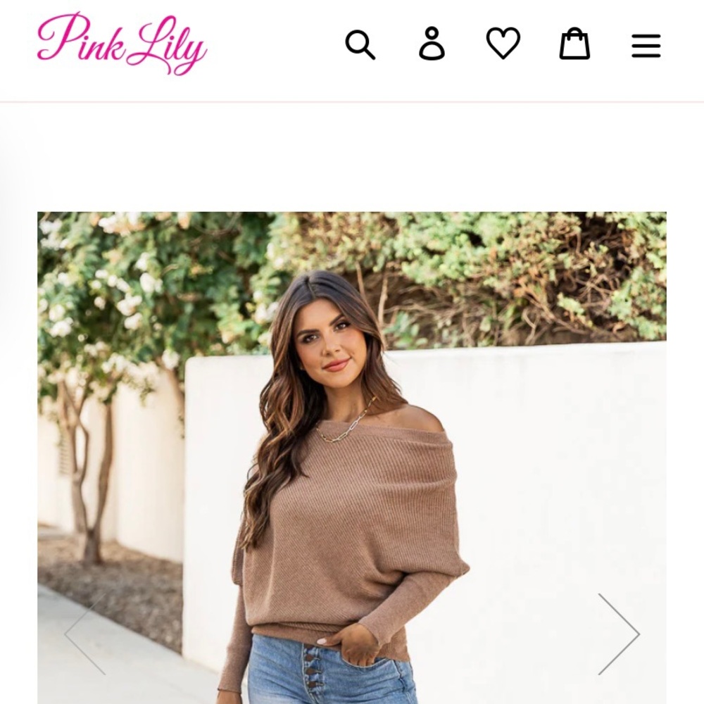 New, Pink Lily off the shoulder sweater